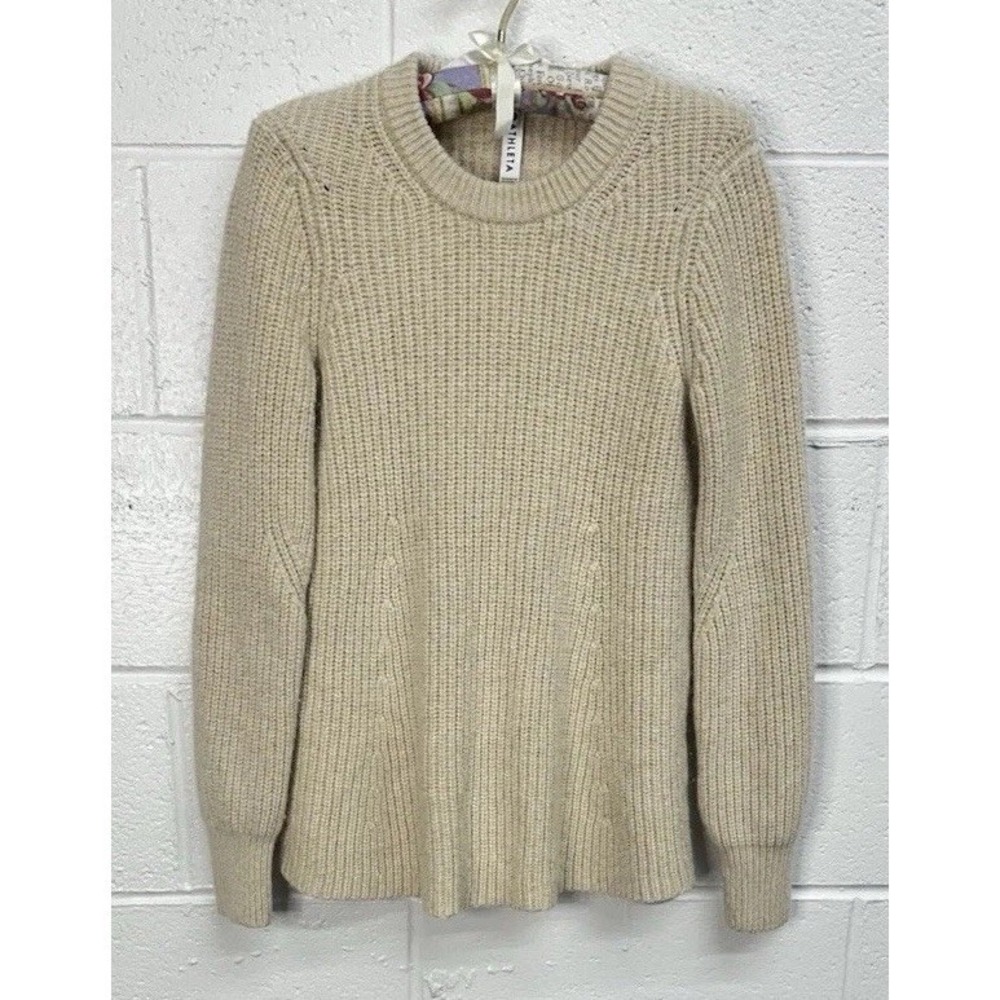ATHLETA Sierra Crew Neck Sweater Wool Blend • Womens Medium •‎ Coconut Cream